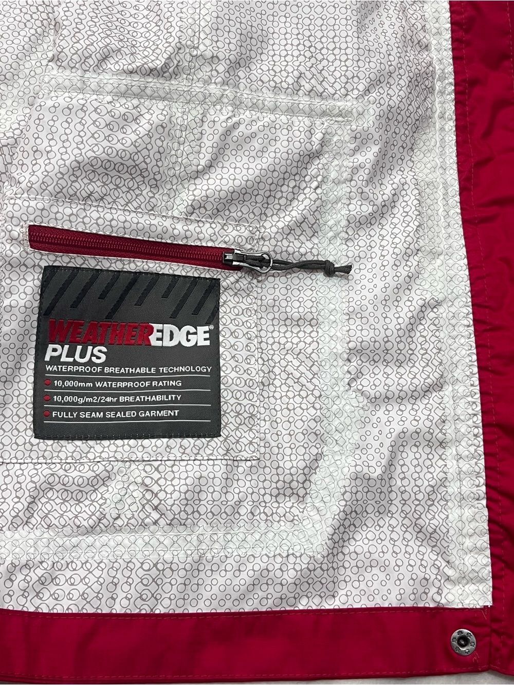 Eddie Bauer WeatherEdge Plus Vibrant Red Hooded Waterproof Rain Jacket Womens XL - Picture 9 of 16